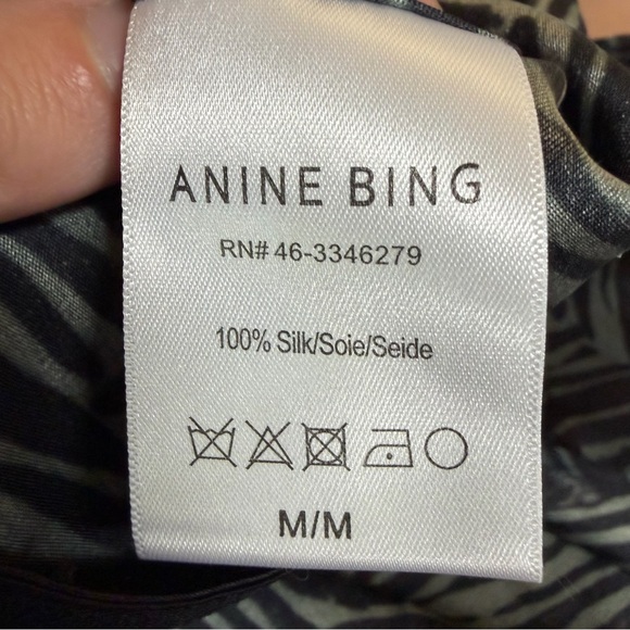 NEW Anine Bing Dolly Silk Midi Skirt Green Zebra Size Medium - Picture 10 of 10